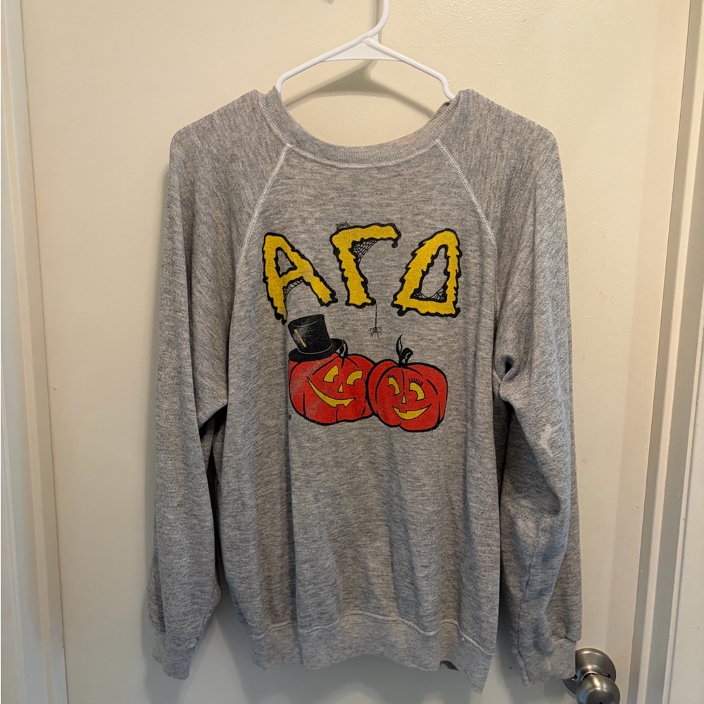 Gray Thin Vintage 80s Halloween Crewneck Sweater